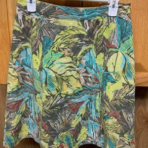 CHRISTOPHER & BANKS linen blend green floral skirt / size 4P